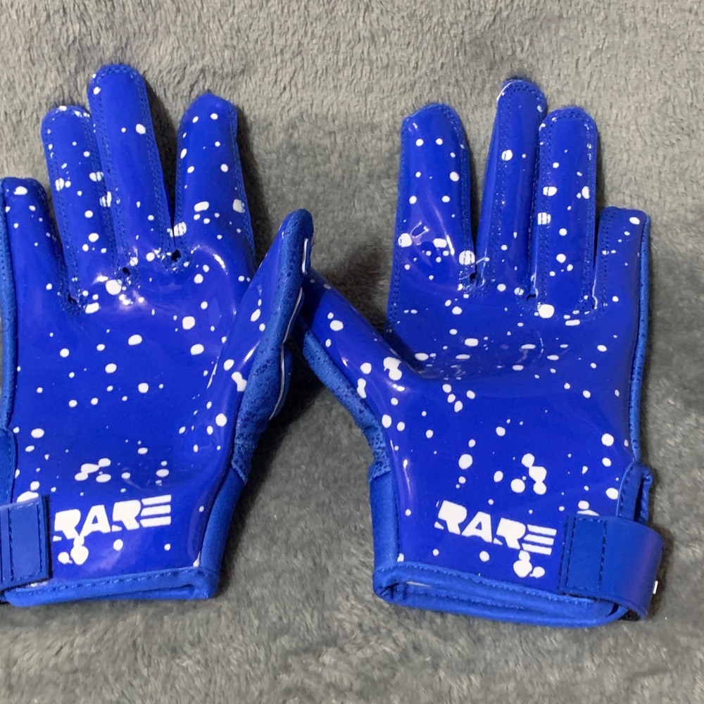 Rivel Athletics Football Receiver Gloves Blue Skeleton Paint Splatter Small